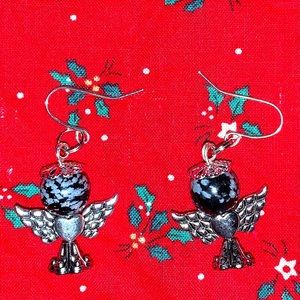 Semi Precious Stone Angel Earrings